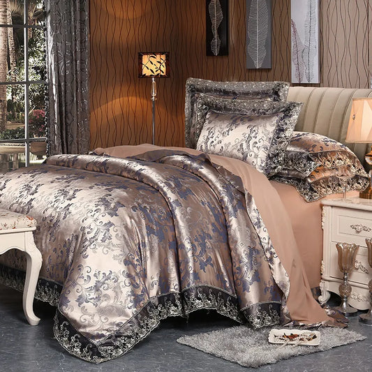Violet  Silver Brown Luxury Bedding Set