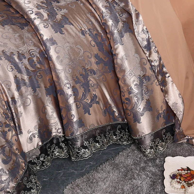 Violet  Silver Brown Luxury Bedding Set