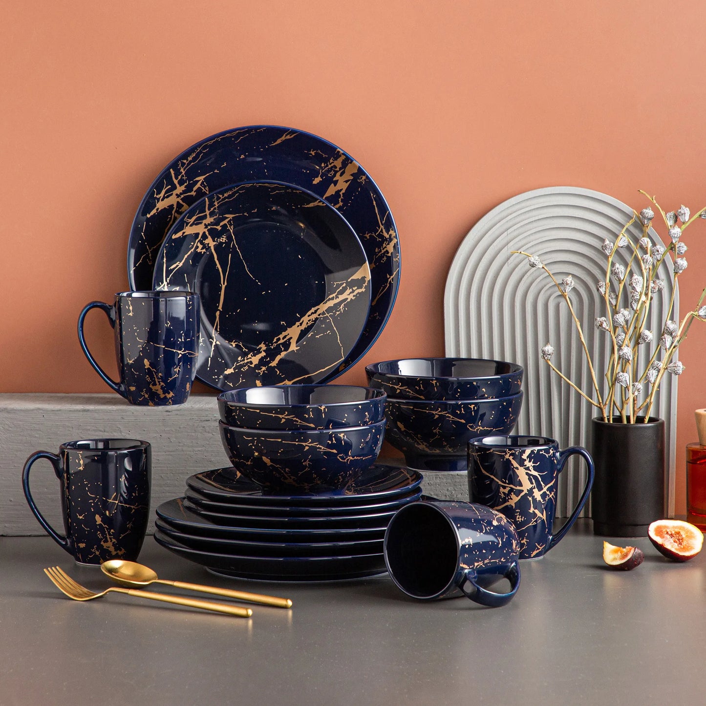 Rome  Blue Porcelain  Dinnerware Set