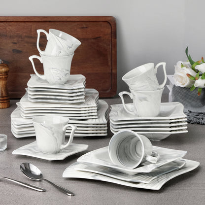 Lily Grey  Marble Porcelain Dinnerware Set