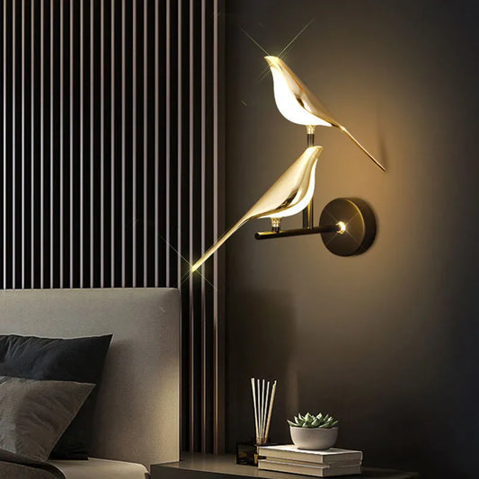 Nordic Led Golden Bird Wall Lamp