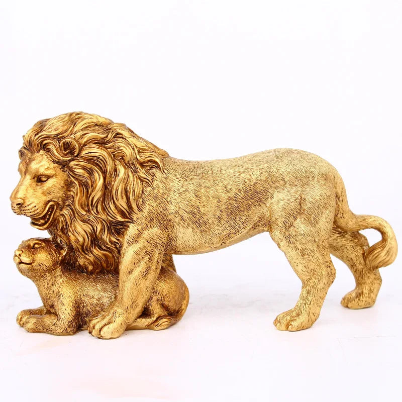 Golden Lion Ornament Resin Craft Home Decoration