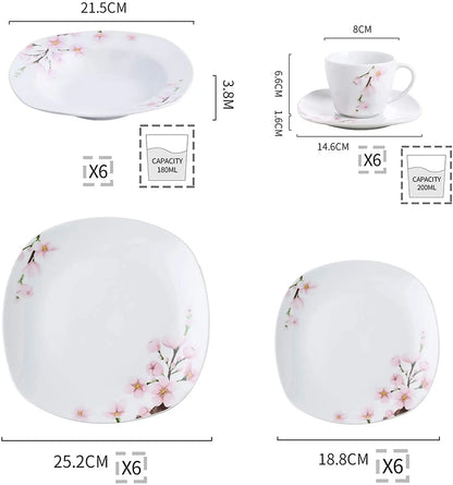 Elena Pink Floral Porcelain Dinnerware set