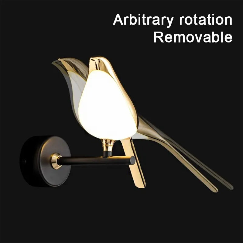 Nordic Led Golden Bird Wall Lamp