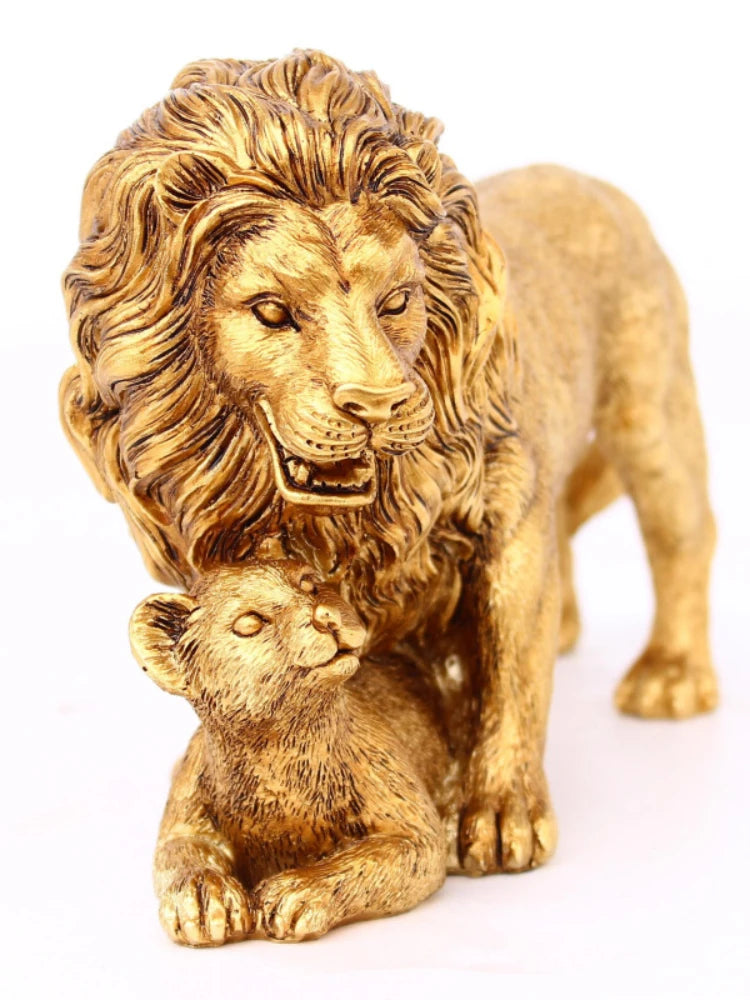 Golden Lion Ornament Resin Craft Home Decoration