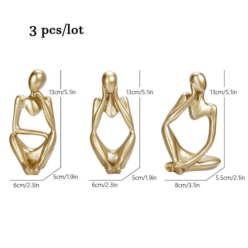 Set of 3 Think Abstract Statue Home Decoration