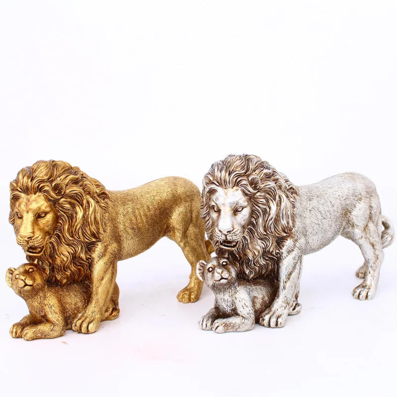 Golden Lion Ornament Resin Craft Home Decoration