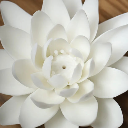 Lotus White Ceramic  Incense Burner