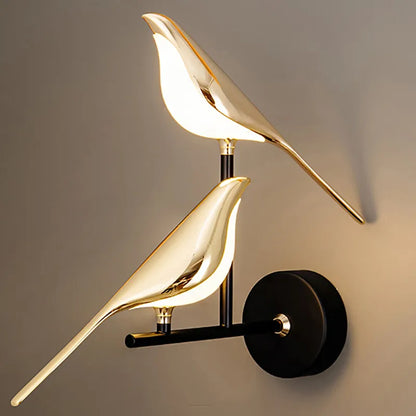 Nordic Led Golden Bird Wall Lamp