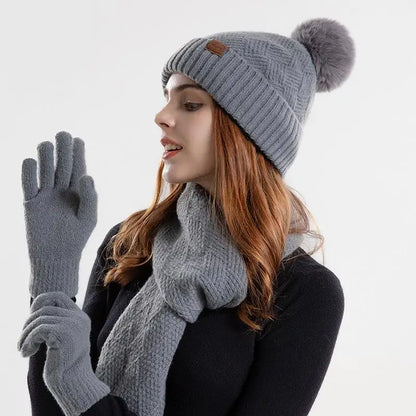 Ladies Winter Set Hat Gloves Scarf